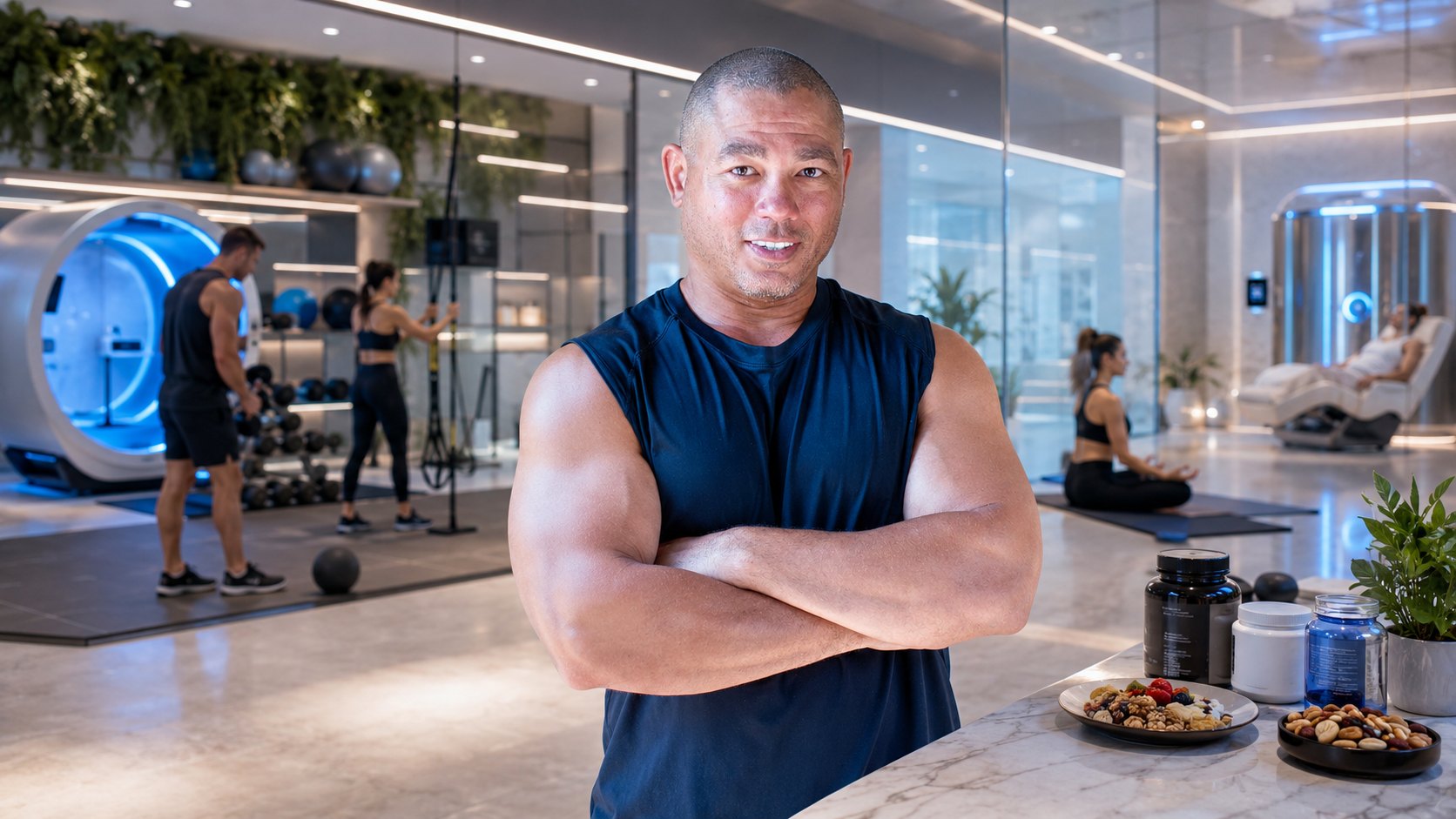 Wellness floor with fitness, recovery and nutrition areas